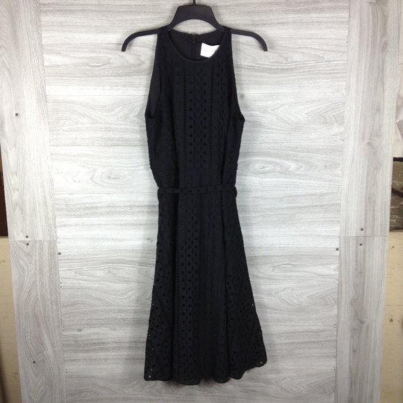 Charles Henry Belted and Flare Eyelet Midi Dress - Picture 2 of 6